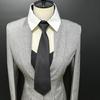 Womens Preppy Student Lapel False Collar with Black Necktie Front Elegant School Uniform Blouse Choker Neckwear Acessory