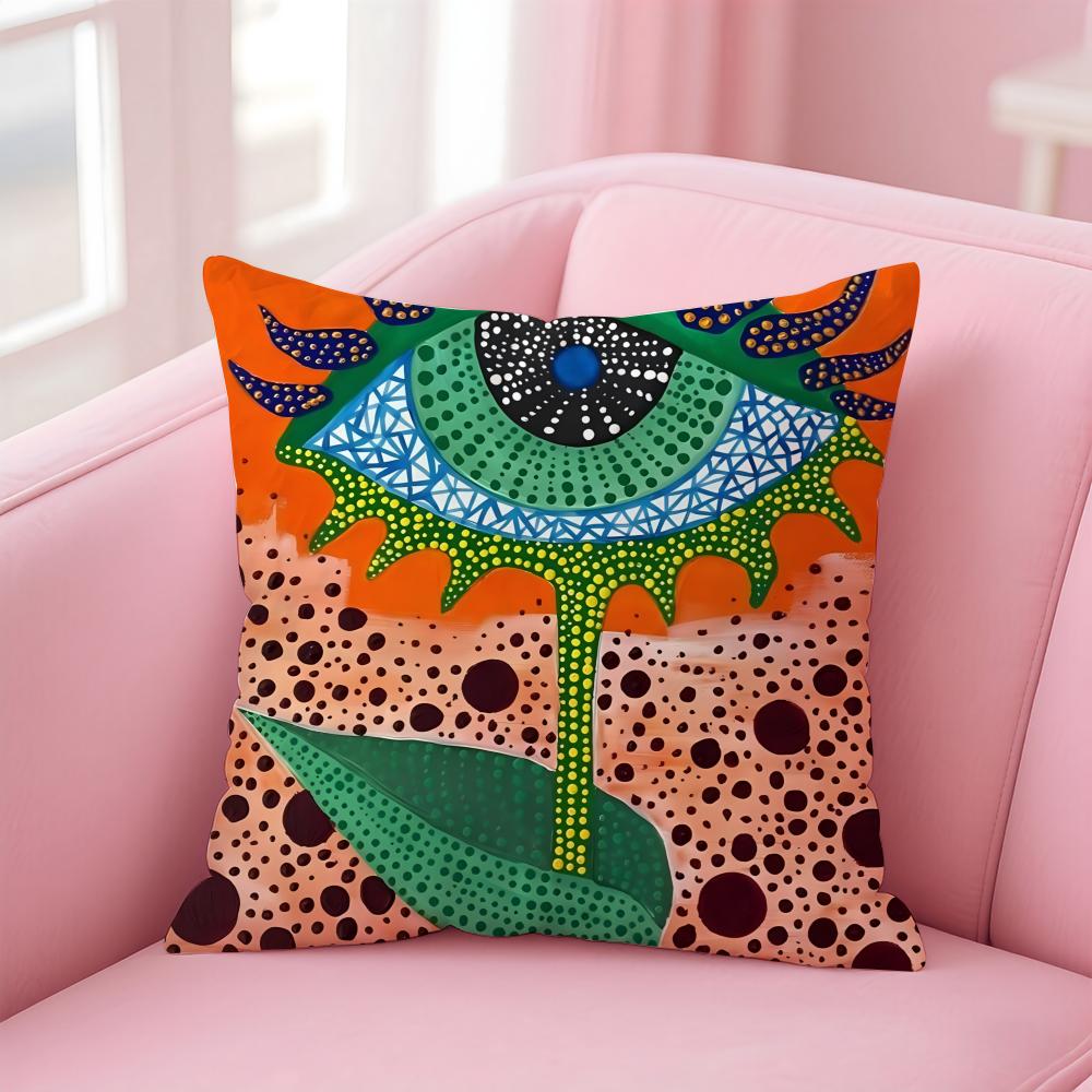 YYayoi Kusama series Cushion Cover Pillowcase Short Plush Invisible zipper Room Sofa Cushion Cover