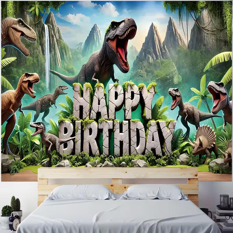 2D Dinosaurier Geburtstag Hintergrund Banner - Kinder Dschungel Party Foto Hintergrund