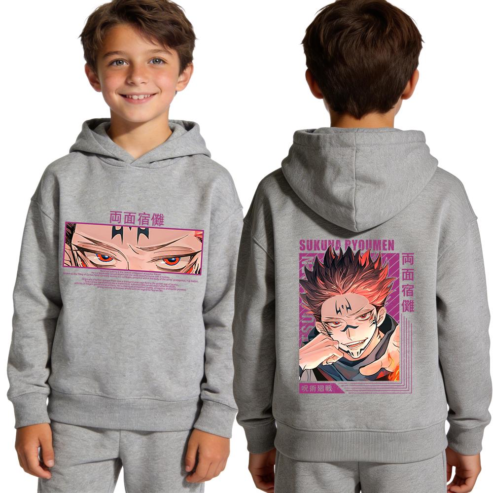Jujutsu Kaisen Ryomen Sukuna Anime Grafik Hoodie Pullover für Jungen Gedrucktes Langarm Jungen-Sweatshirt Lässiges Streetwear Oberteil