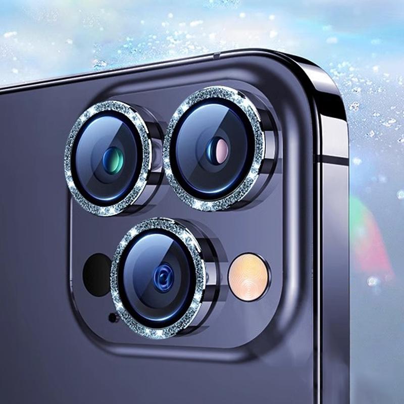 Vetro Protettivo Lente Fotocamera Diamantato di Lusso Per iPhone 16 15 14 Plus 13 12 Mini 11 Pro Max Pellicola Protettiva Lente Metallica Colorata