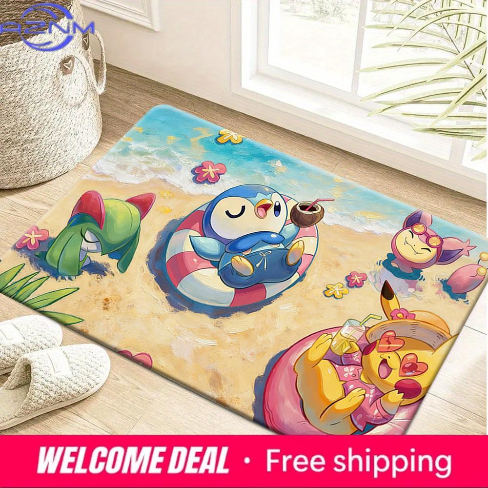 Pokemon Summer Beach Vacation Print Non-slip Doormat, Soft Absorbent Floor Rug for Home Decor 40x60cm