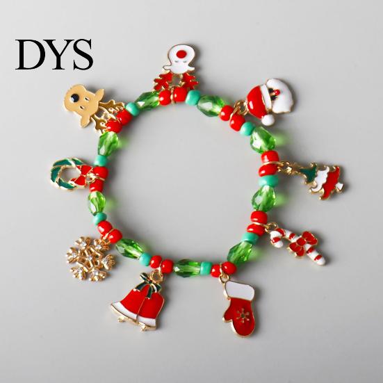 Lässiges tägliches Winter Schmuckstück Weihnachten Charm Armband für Frauen, Weihnachtsmann Schneemann Glocke Handschuh Festlicher Schneeflocken Armreif Baum Anhänger Armband,