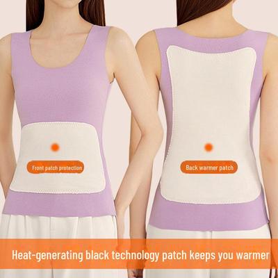 Women's Self-Heating Thermal Vest with Patches, Extra Thick Velvet, Temperature-Controlled Bottoming Layer, Warm Top Layer.