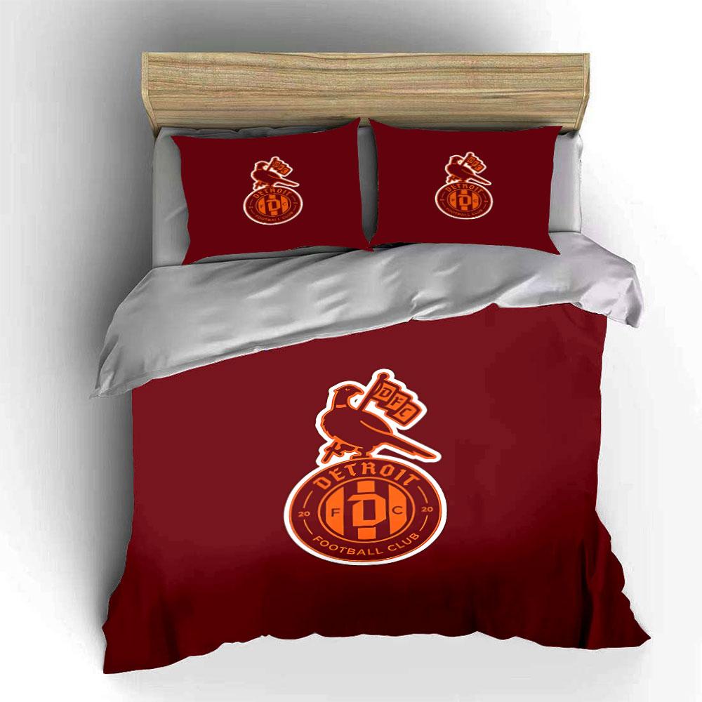 Detroit Football Club Logo Bedding Duvet Cover Set Duvet Cover Pillowcases (1*Duvet Cover 2*Pillowcases, Without Duvet Insert)
