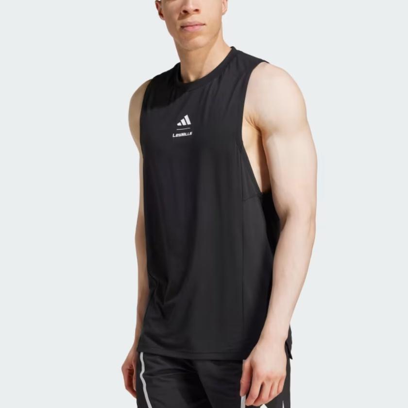 Adidas Les Mills Climacool Logo Slim Fit Breathable Round Neck Tank Top Men Tops Black JJ1435