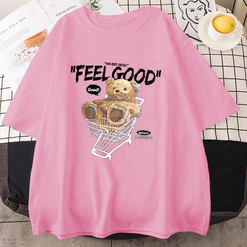 Neues Cartoon Bär Kurzarm T-Shirt Damen Herren Lockeres Oberteil Mode Koreanischer Stil Tee