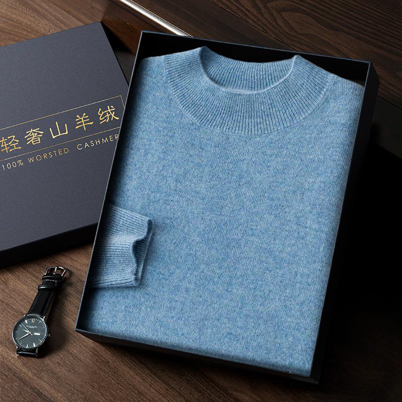 Seamless Men's Cashmere Half-Neck Sweater for Autumn/Winter - Versatile Knitwear