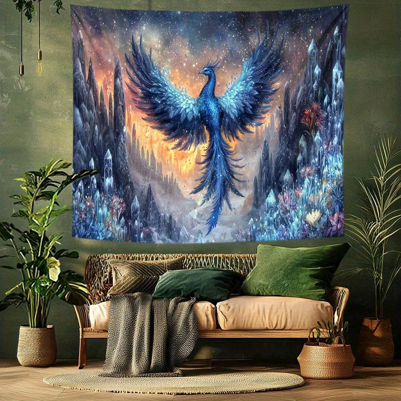 Blue Phoenix Theme Digital printing polyester wall tapestry suitable for use in living rooms bedrooms offices bars party