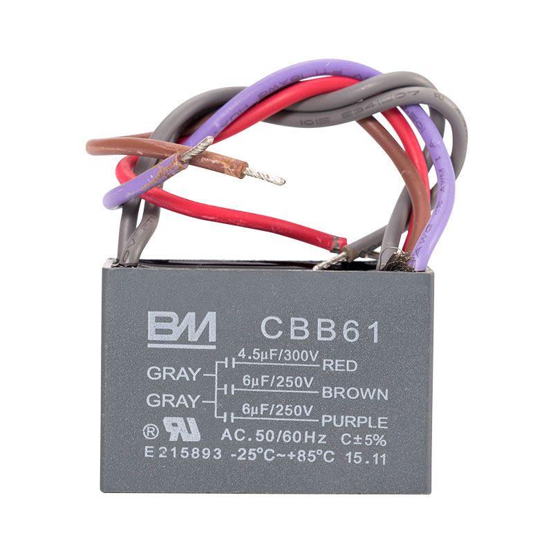 Cbb61 Fan Ceiling Fan Lights Special 5-Speed Speed Control Five-Wire 4.5/4+5+6UF Fine-Tuning Start-up Running Capacitor