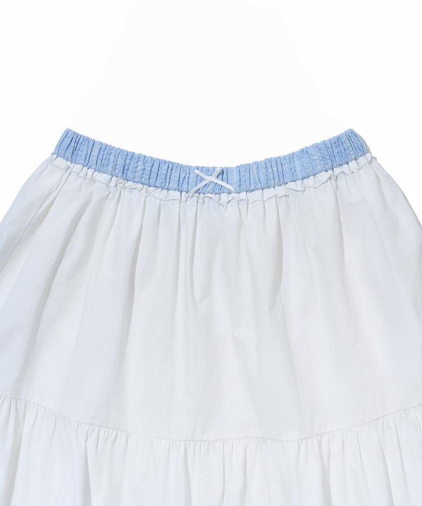 Yuhee Tiered Lace Midi Skirt_White