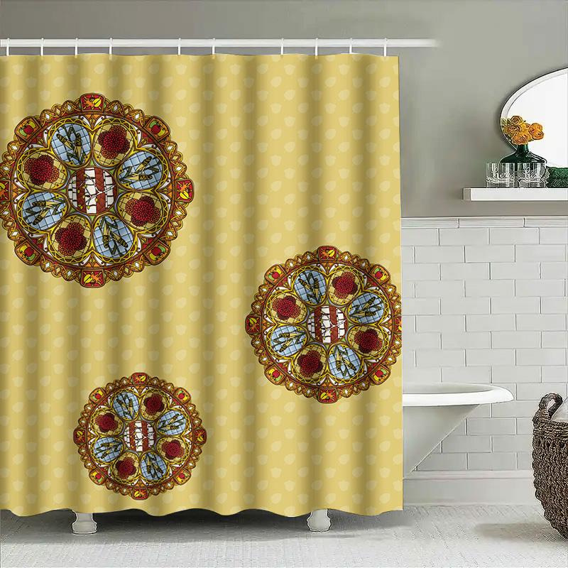 Elegant Green Floral Shower Curtain Bathroom Decoration for Home Decorate 3D Print Waterproof Fabric Shower Curtain Modern Bathr