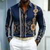 Luxury Ornate Patterned Long Sleeve Shirt, Stylish Formal-Casual Wear For Men