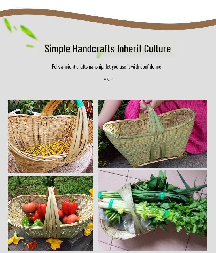 Handmade Bamboo Basket for Fruits, Vegetables, Eggs, and Storage