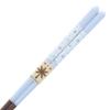 Dishwasher-safe chopsticks with a pastel flower (floral) design, made of natural wood and acrylic, blue, 18cm