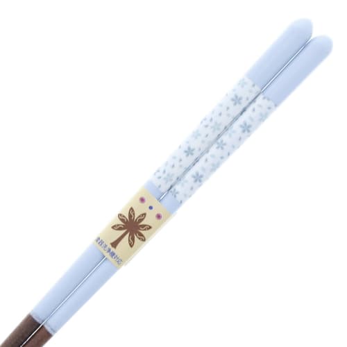 Dishwasher-safe chopsticks with a pastel flower (floral) design, made of natural wood and acrylic, blue, 18cm