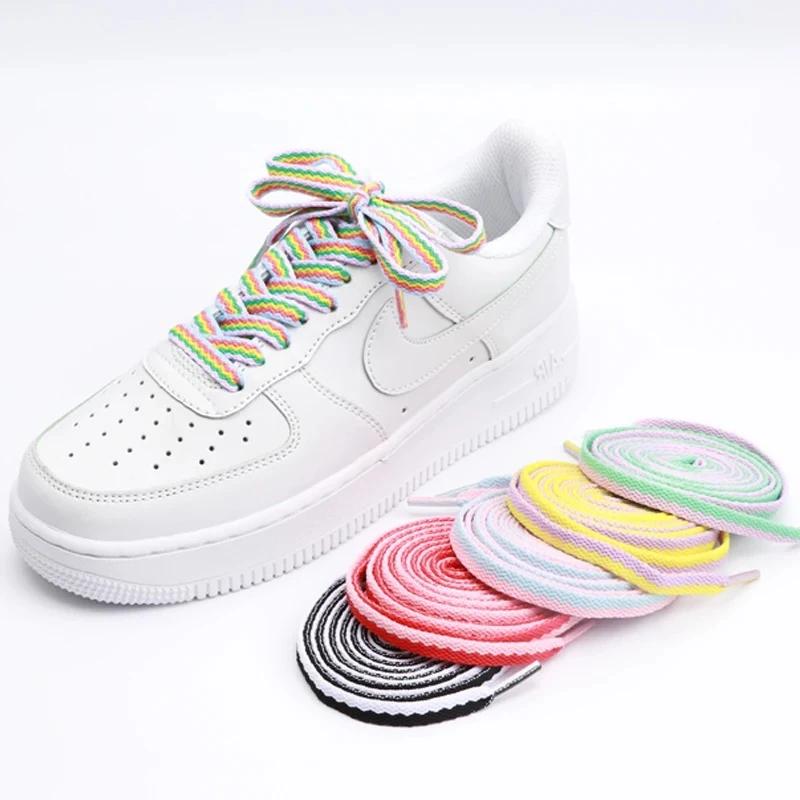 1Pair Sneakers for Shoelaces Original AF1AJ Colorblock Classic Shoe lace Flat Cotton Polyester Shoelace Fashion Sport Shoestring