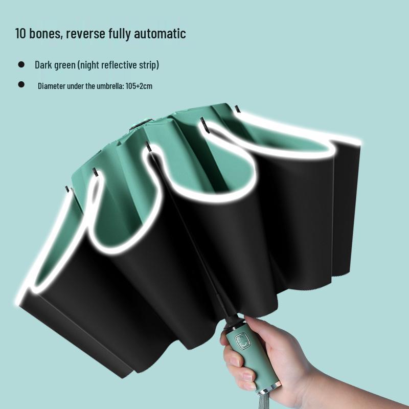 Automatic Windproof Umbrella: UV Protection, Large Folding Design, Wooden Handle for Sun and Rain