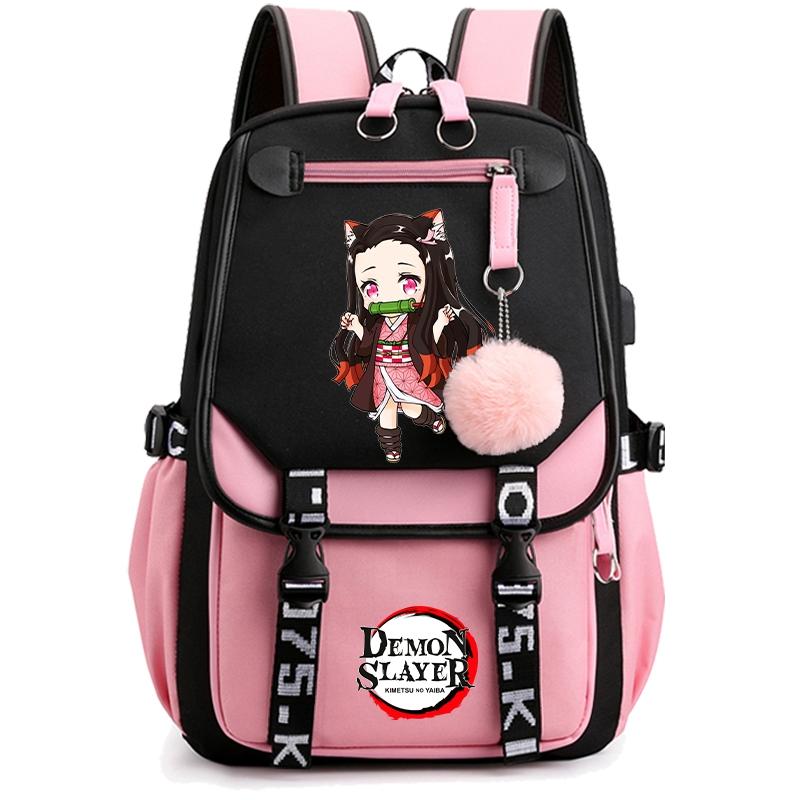 Anime Demon Slayer Backpack for Women Canvas Laptop Bag Back To Schoolbag for Teenager Girl Boy Schoolbag Men Women Travel Bag
