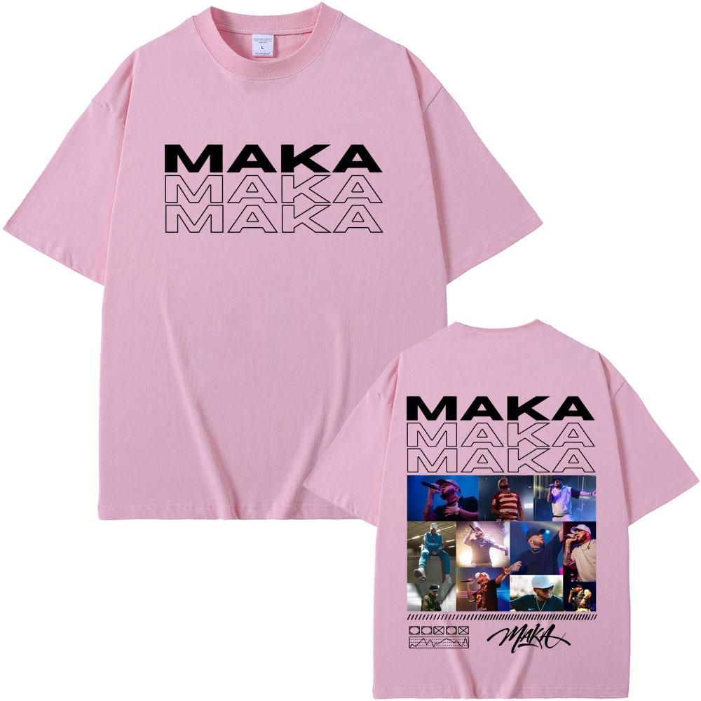 Rapper Maka Double Sided Print T-shirt Aura Tour Men Women Hip Hop Fashion Pop Music T Shirts Male Casual Black Vintage T Shirt