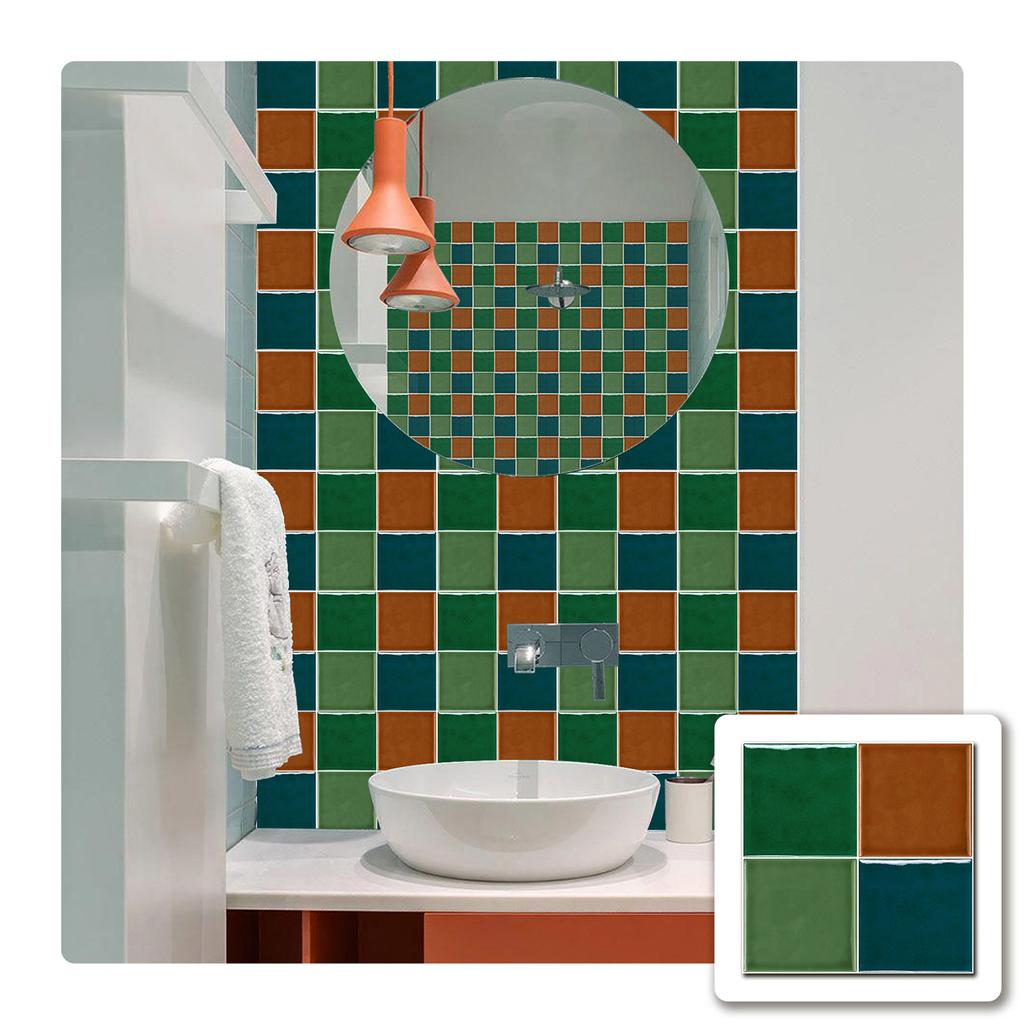 10 Pieces Of European Solid Color Square Brick Wallpaper Self-Adhesive Kitchen Waterproof And Oil-Proof Thickened Tile Sticker Wall Sticker