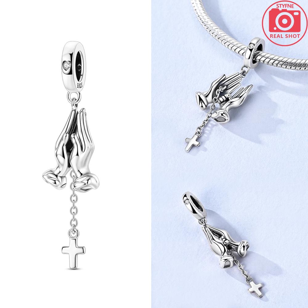 Lucky Pendant Prayer Hand Cross Star Wish Jesus Birth Beads Fit Bracelet Originalcopper Fine Gift Jewelry Women Diy Making