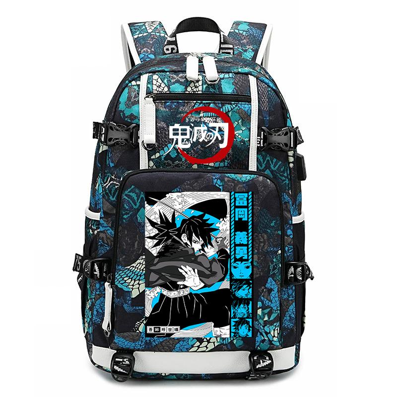 Demon Slayer Anime Print School Backpack Large Capacity Travel Bookbag for Boys Girls Kids Student