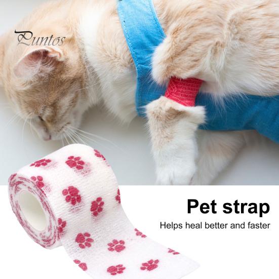 10Pcs Paw Print Pet Wrap Self-adhesive Non-Woven Fabric Tape Stretchy Comfortable Cat Wounds First Aid