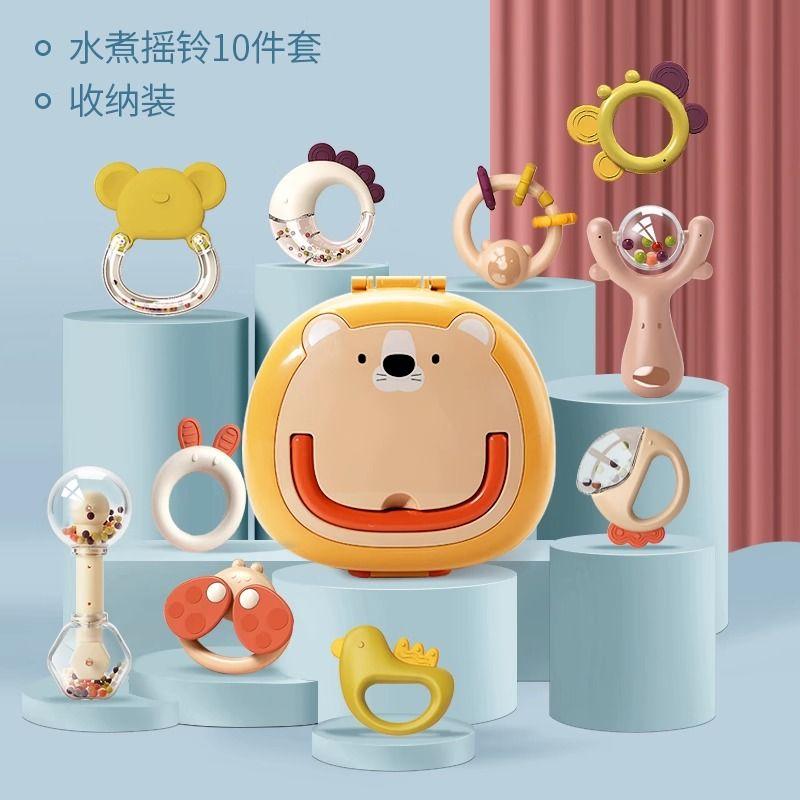 

Rattle Toy Gift Set 0 1 Year Old Baby Head up Grip Training Bite Molar Baby Gift Gift for First Month Celebration 10-piece set + storage box(Gift Bag)