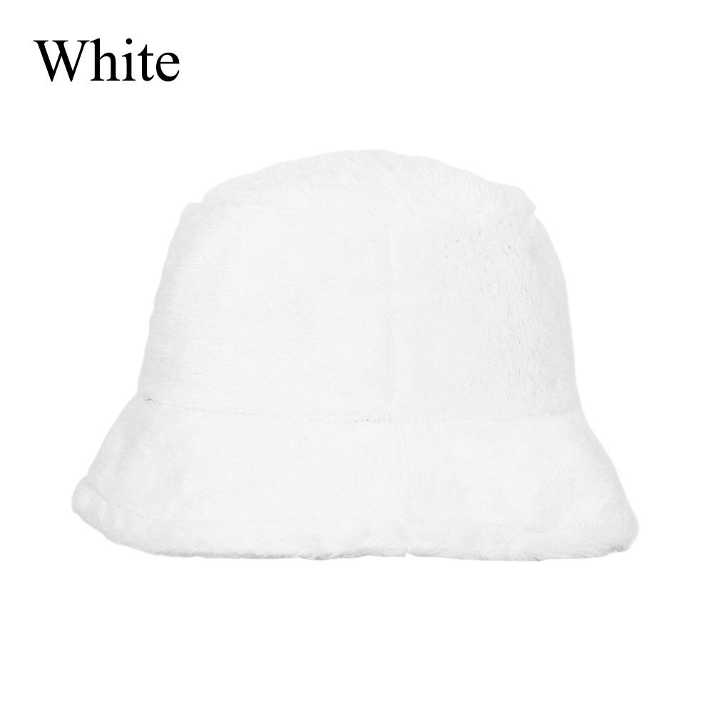 Faux Fur Bucket Hat Soft Flat Top Cap Gift Fisherman's Cap  Women Lady