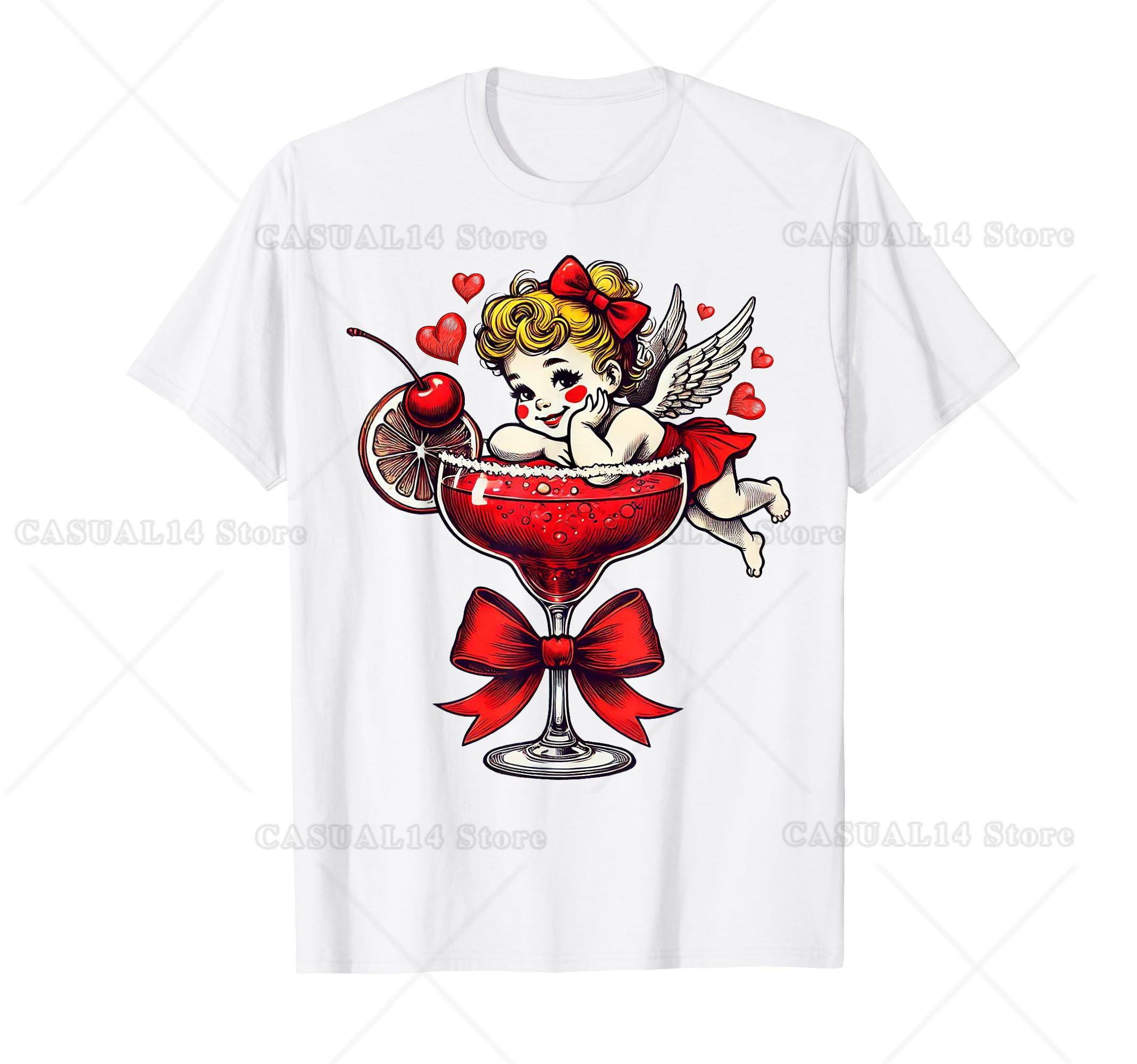 Retro Cupid Coquette Bow Galentine Martini Valentine S Day T-Shirt Funny Cupid Cocktail Happy Valentine S Day Shirts S
