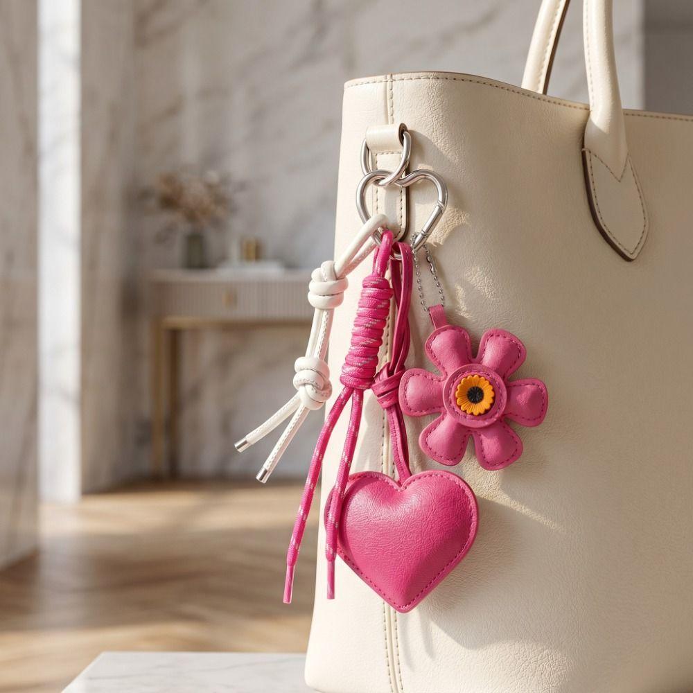Sunflower Flower Heart Keychain Vintage Bag Ornament Fashion Bag Hanging Keys