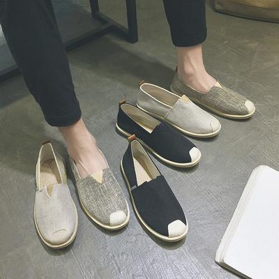 Linen Canvas Men'S Shoes One Pedal Versatile Lazy Tide Shoes Breathable Casual Beanie Shoes Men