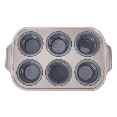 Cake Maker Tray Foldable Press Type Easy Release Silicone 6 Cupcake Baking Tray for Home Kitchen