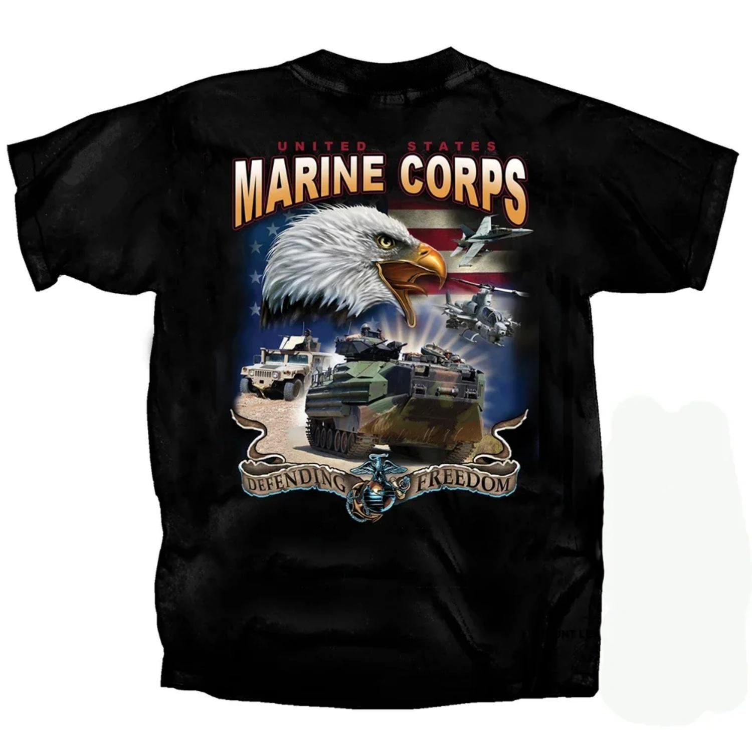 

United States Marine Corps - Defending Freedom Men s T-shirt NEW Sizes S-3XL S чёрный