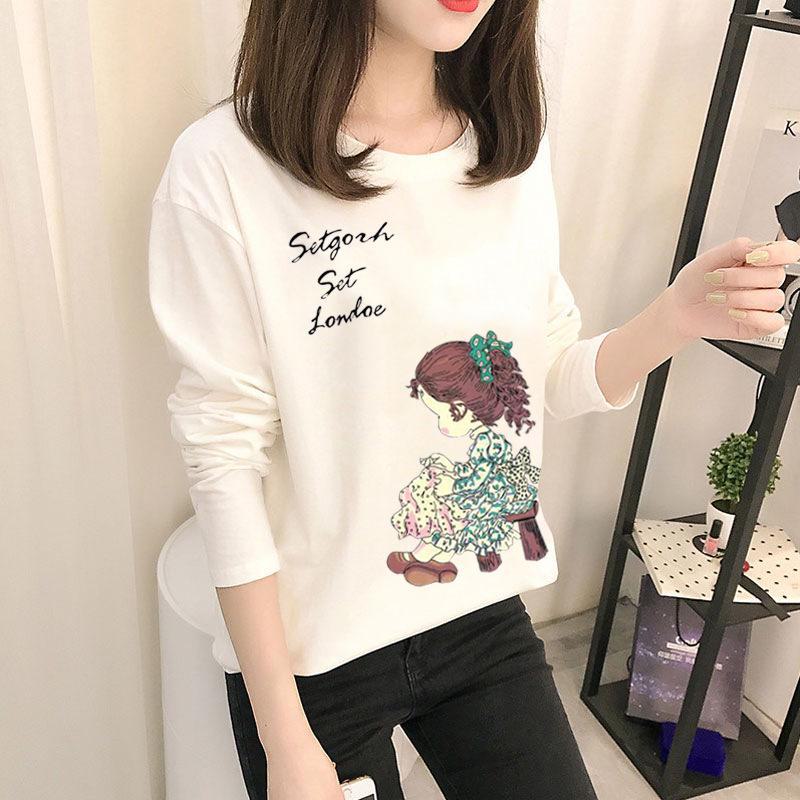 

Осень 2023 г. Корейские топы с рисунком - женские футболки с длинными рукавами в однотонных цветах 2XL