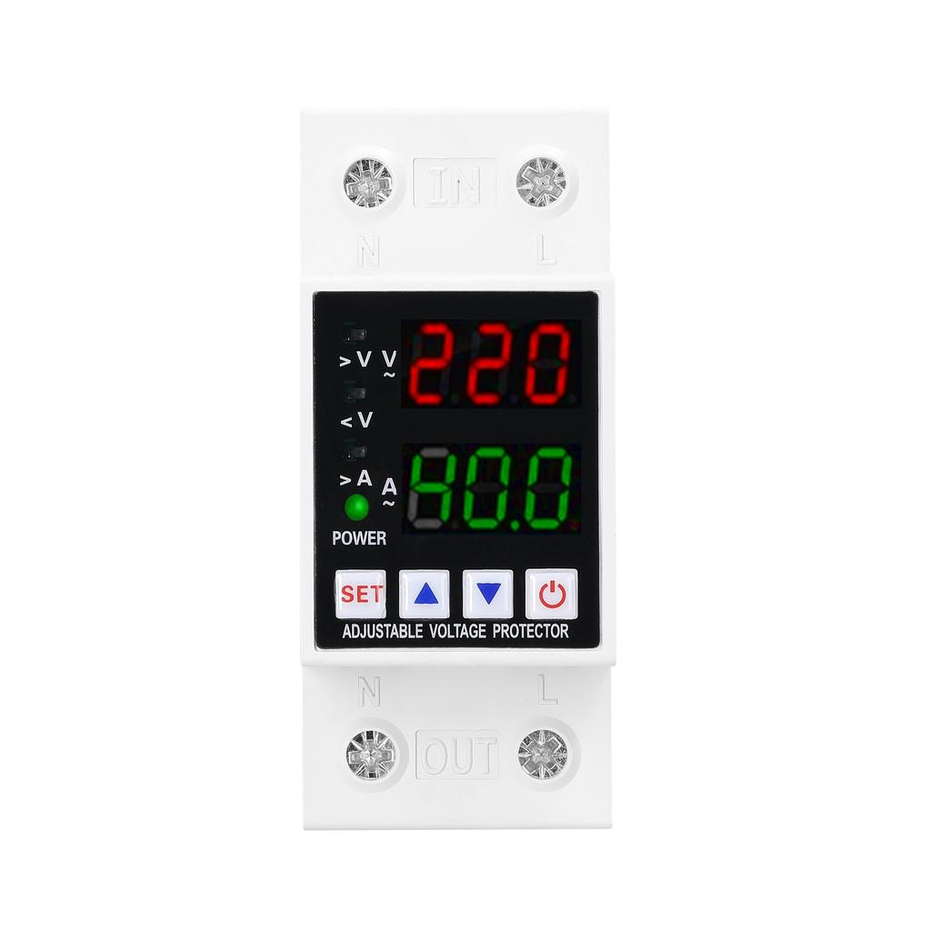 Dual Display Adjustable Voltage Protector Intelligent Over Voltage Under Voltage Over Current Protect Device Home Relay