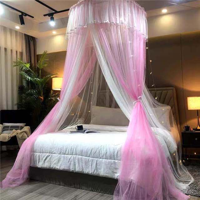 

Купол принцессы, противомоскитная сетка с гирляндой, King Queen Szie, двухслойная кружевная мантия для кровати, балдахин для кровати, отвергающий насекомых Average Size