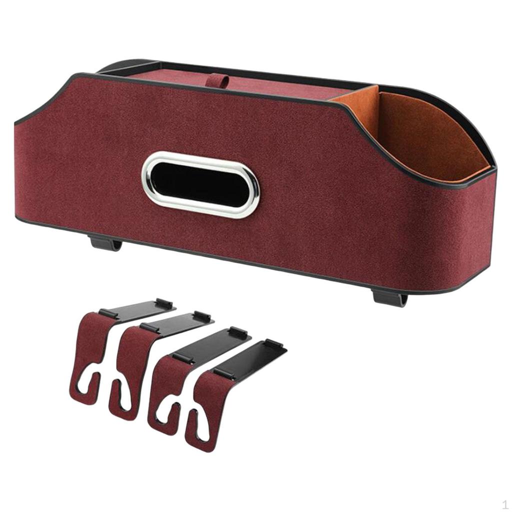 Car Headrest Back Seat Pouch Box Stylish Cup Napkin Holder Partition Design 13.7x4.7x3.7inch for
