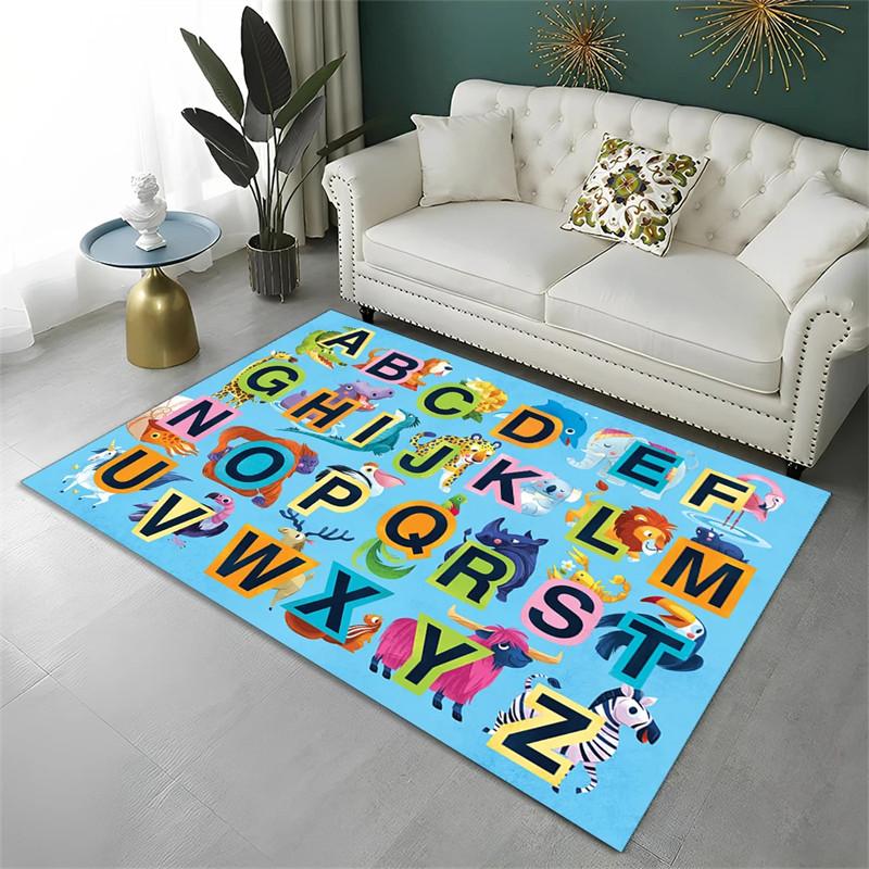 Cartoon Alphabet Animal Carpet For Early Education Classroom Playroom Decor Children Crawling Area Rug Non-slip Bath Floor Mat