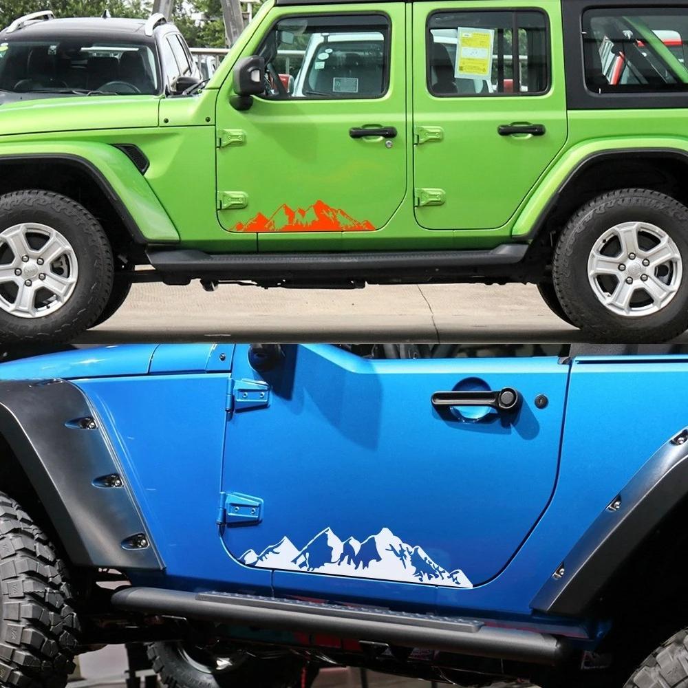 2PCS Car Stickers Mountain Vinyl Decals Accessories For Jeep Renegade Liberty Patriot Wrangler JK JL TJ YJ Trail Hawk Rubicon