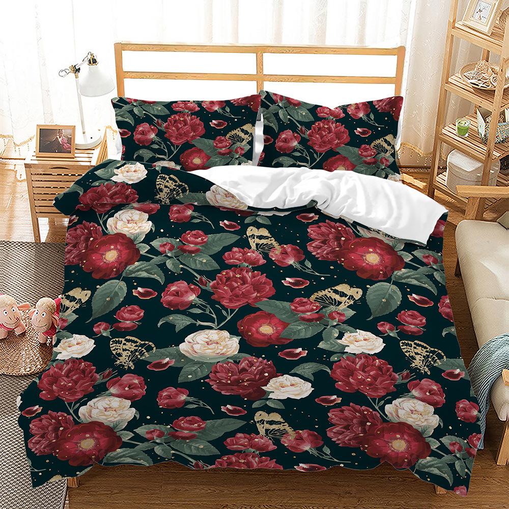 Home Textile Bed Three-Piece Flower Flower Digital Printing Quilt Cover