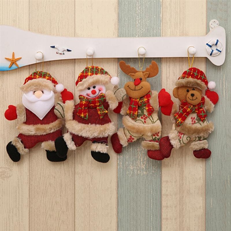 Merry Christmas Ornaments Doll Hanging Ornaments Cute Plush Doll Santa Claus Snowman Pendant Xmas Tree Diy Decoration