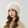 Gorro de Angora para Mujer Invierno Tejido Doble Capa Casual Cálido Accesorio para Otoño Aire Libre Deportes Clima Frío