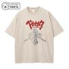 Mens Dark Character Print Washed TShirt Distressed Vintage Style  Cotton Casual Loose Short Sleeve Gym Commuter Top
