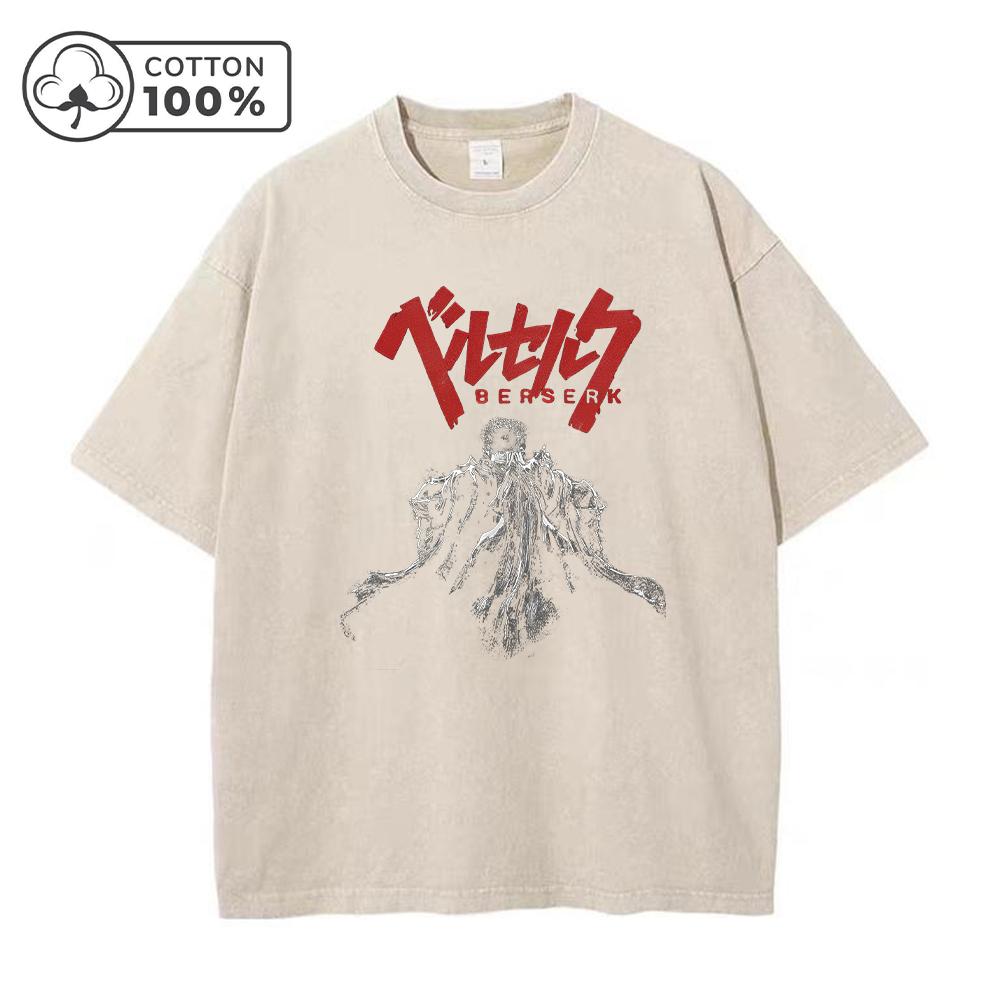 Mens Dark Character Print Washed TShirt Distressed Vintage Style Cotton Casual Loose Short Sleeve Gym Commuter Top