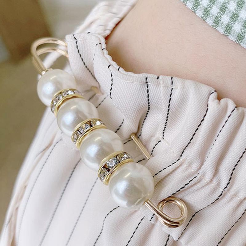 6 Pcs Set Artificial Pearl Waist Pin Clips for Trousers Pants Skirts Dress Waistline Adjusting Shirts Sweater Brooch