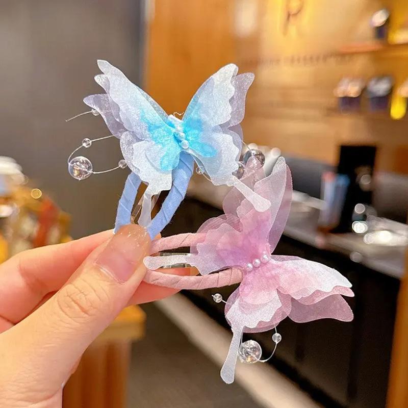 2Pcs/Set Children's Beautiful Gradient Butterfly BB Hair Clips Butterfly Wings Princess Hairs Accessories Girl Not Hurt Hairpins