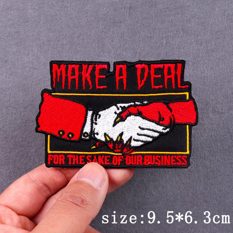 Punk Embroidered Patches For Clothing Demon Devil Patch Iron On Patches For Clothes Hip Hop Sewing/Fusible Patch Stickers Badges