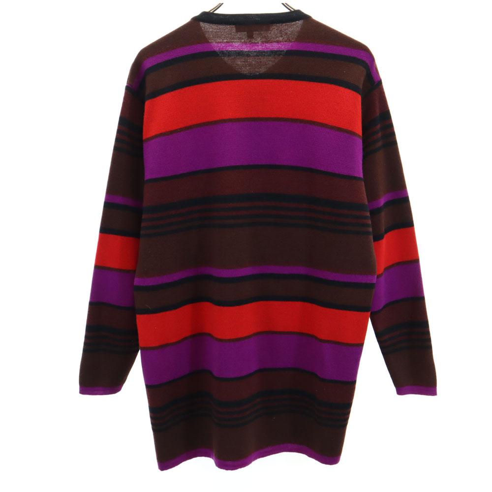 LANVIN Border Pattern Long sleeve knit cardigan 40 Brown etc Women Used